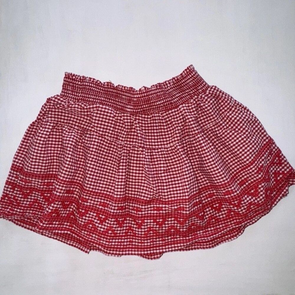Coquette red gingham prairie skirt